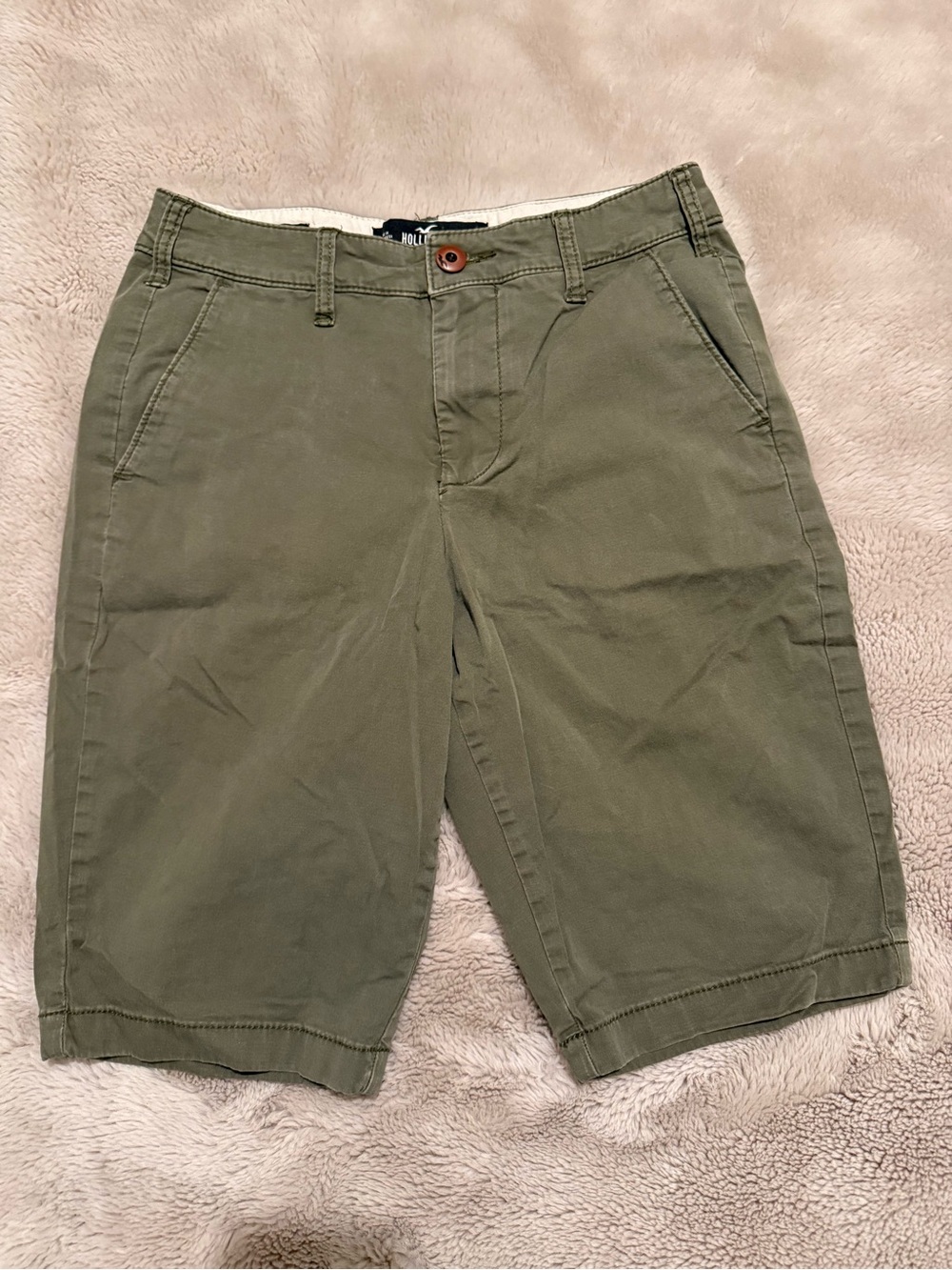 Hollister Men's Olive Green Chino Shorts Cali Longboard 12” w28 Epic Flex